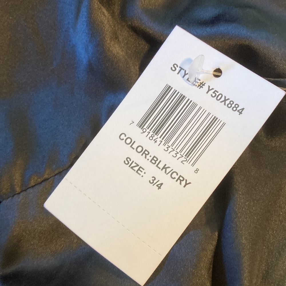 NWT B. Darlin Cowl Neck Rhinestone Strap Satin Party Dress Black Size 1/2 & 3/4 - Picture 11 of 11